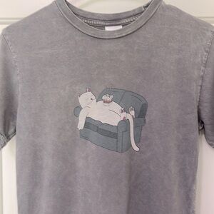 Men’s Gray Ripndip Cat T-Shirt Size Small